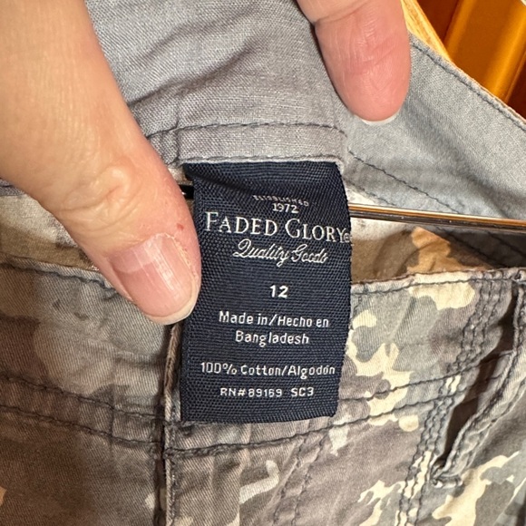 Vintage Y2K Faded Glory Gray Camouflage Cargo Pants 100% Cotton Size 12 - Picture 2 of 10